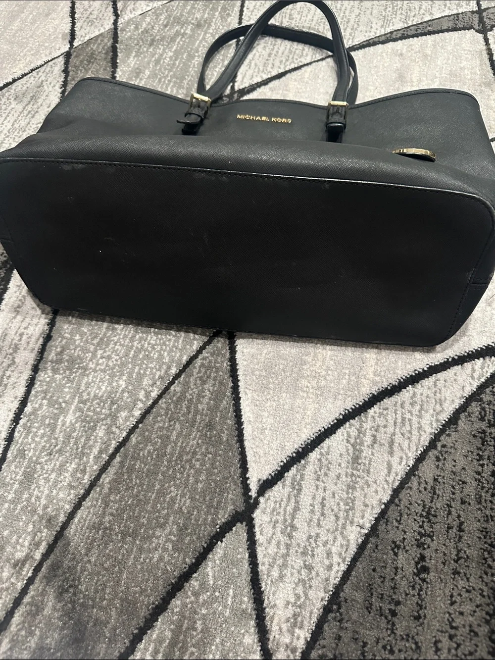 Michael Kors Black Saffiano Leather Tote with Gold Accent